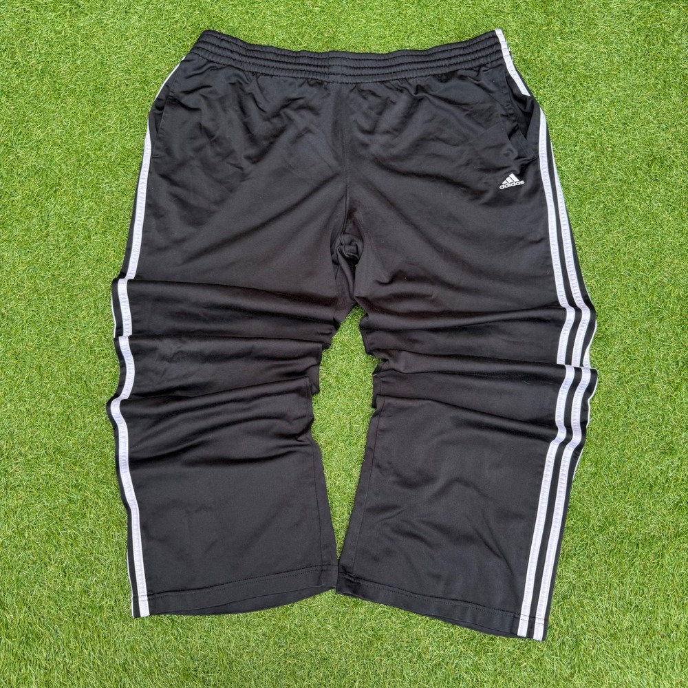 Vintage Adidas Track Pants Mens Medium Three Stripe Athletic Wide Leg Black